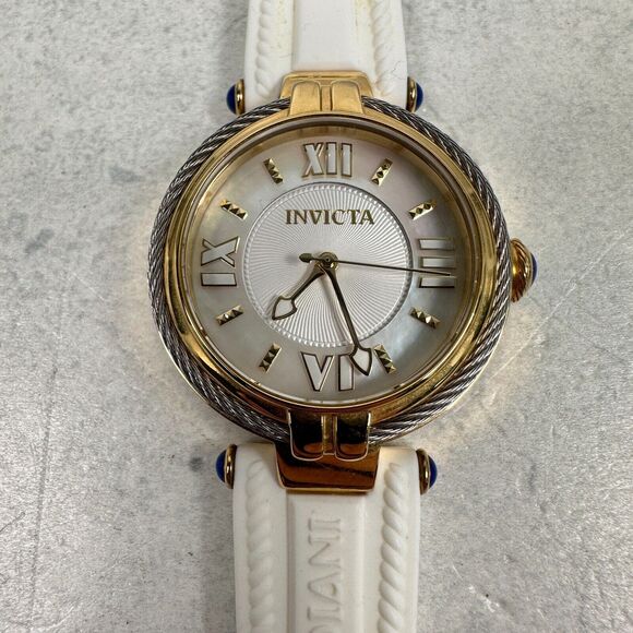 Invicta Accessories - Invicta Watch Womens 32mm Bolt Gold Tone White Rubber Band MOP Dial New Battery